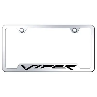 Dodge Viper (Fangs) Laser Etched Logo Cut-Out License Plate Frame (Chrome) 1