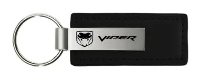 Dodge Viper (Fangs) Rectangular Leather Key Chain (Black) 1