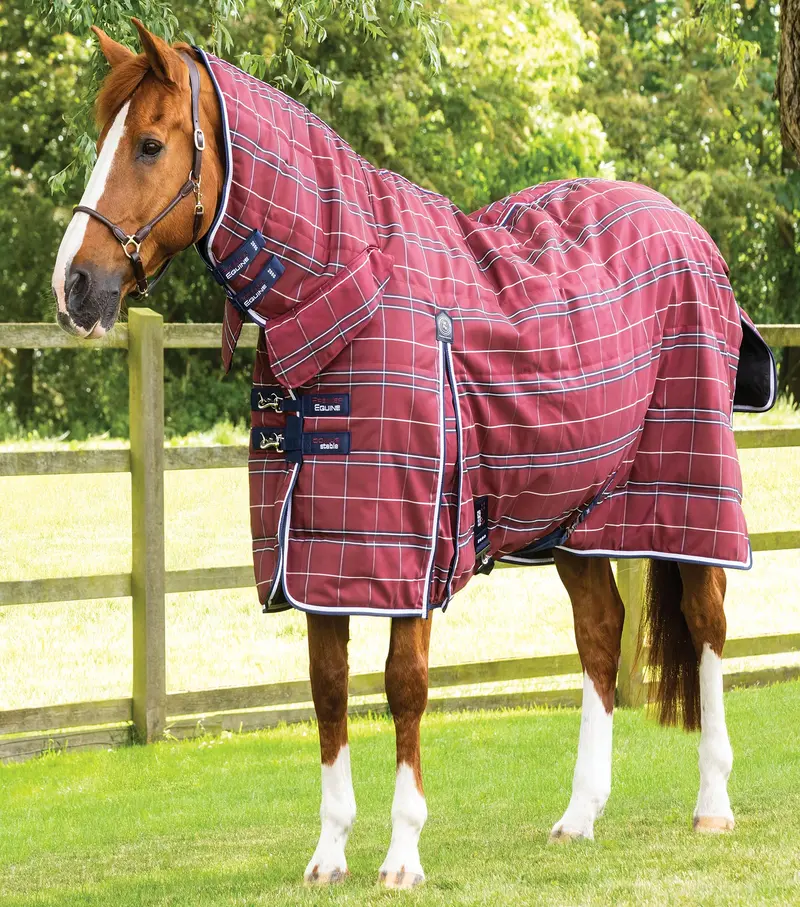 Domus 200G Combo Stable Rug Burgundy Check 1