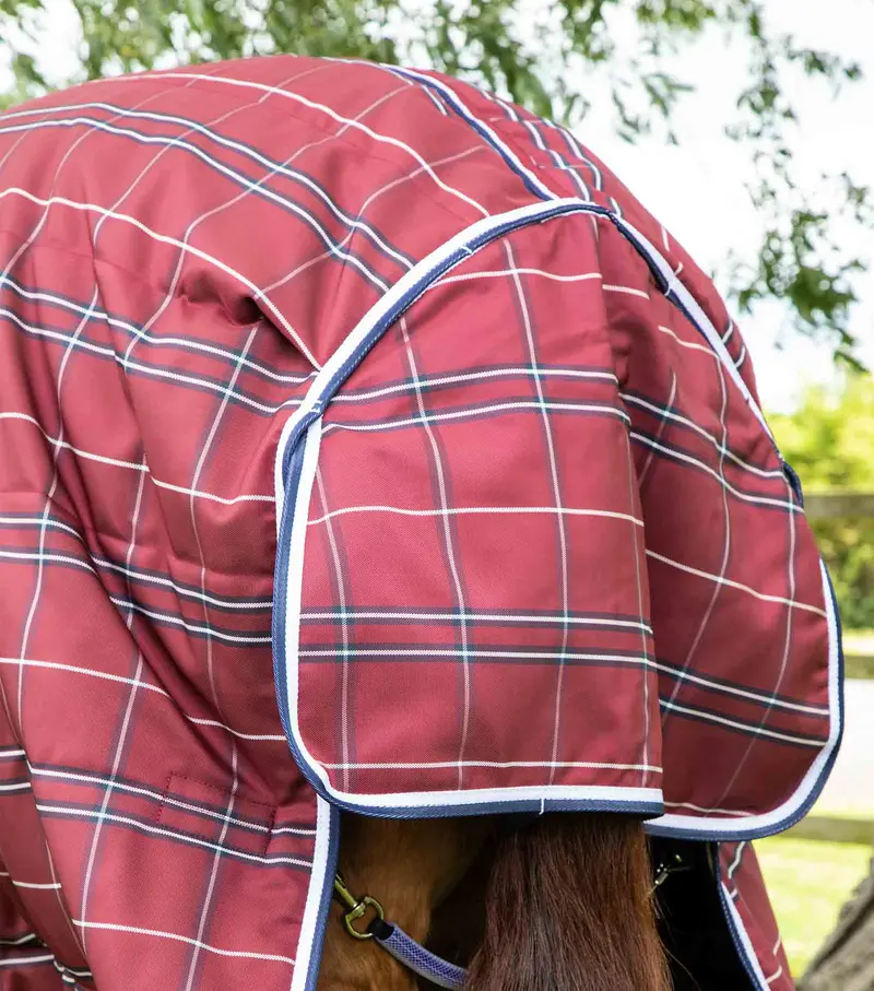 Domus 400G Combo Stable Rug Burgundy Check 5