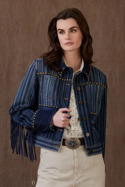 Double D Ranchwear Denim Pitchwagon Ticking Jacket 1