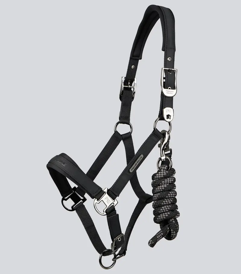 Duco Padded Head Collar With Lead Rope Black 2