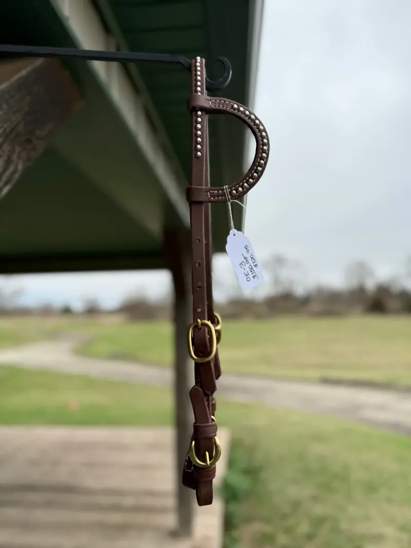 Dutton Bits Silver Stud And Double Stitched One Ear Headstall With Buckles 1