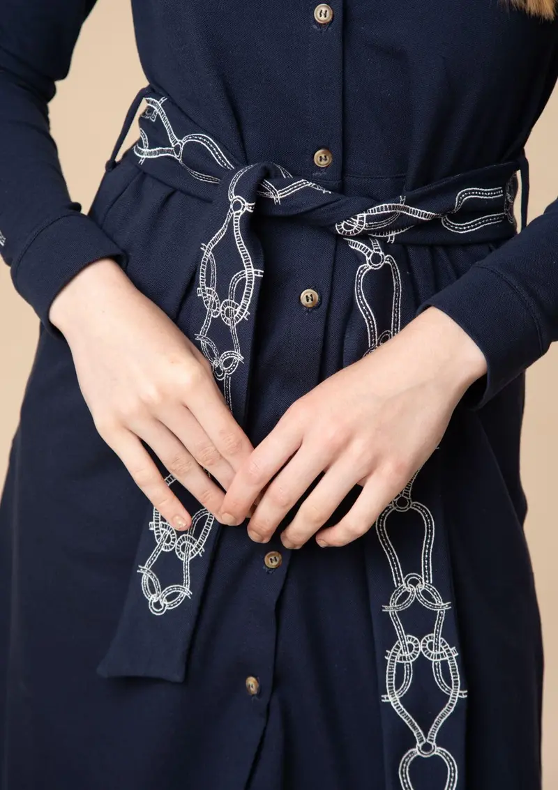 Elise Embroidered Dress | Navy 2
