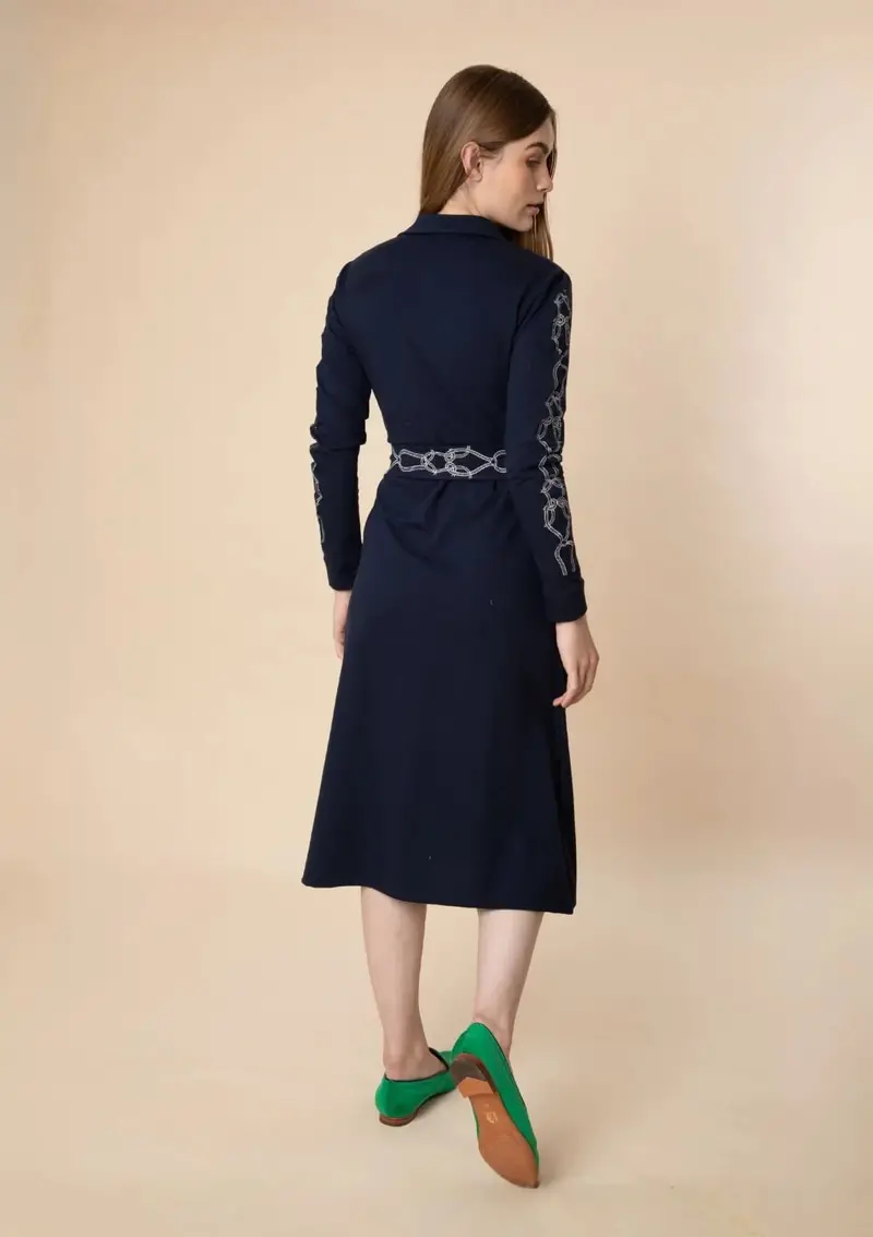 Elise Embroidered Dress | Navy 3