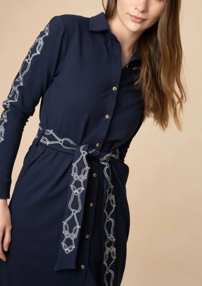 Elise Embroidered Dress | Navy 4