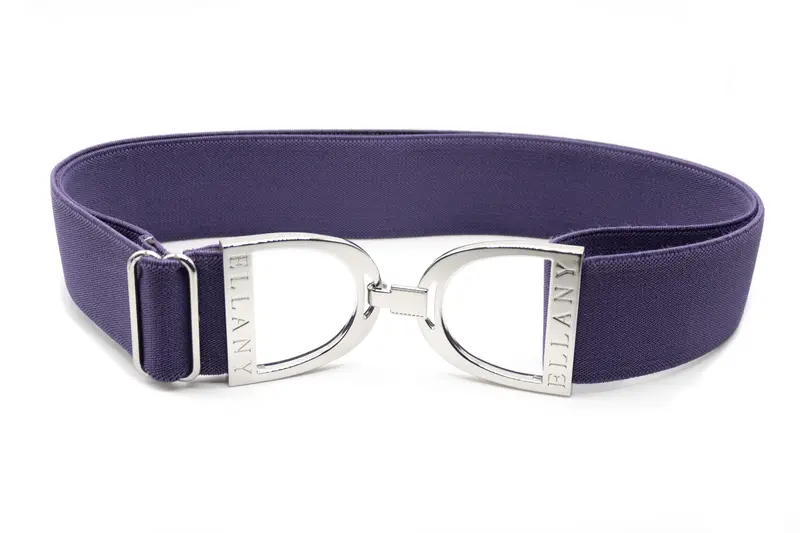 Ellany - Amethyst - 1.5" Silver Stirrup Elastic Belt 1