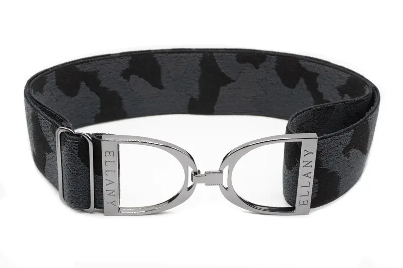 Ellany - Black Camo - 2" Gunmetal Stirrup Elastic Belt 1
