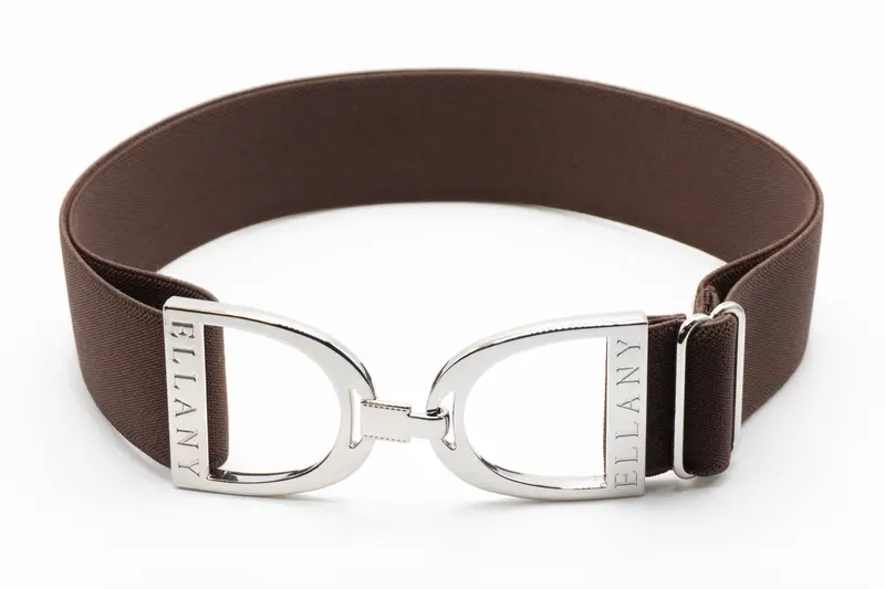 Ellany - Chocolate - 1.5" Silver Stirrup Elastic Belt 1