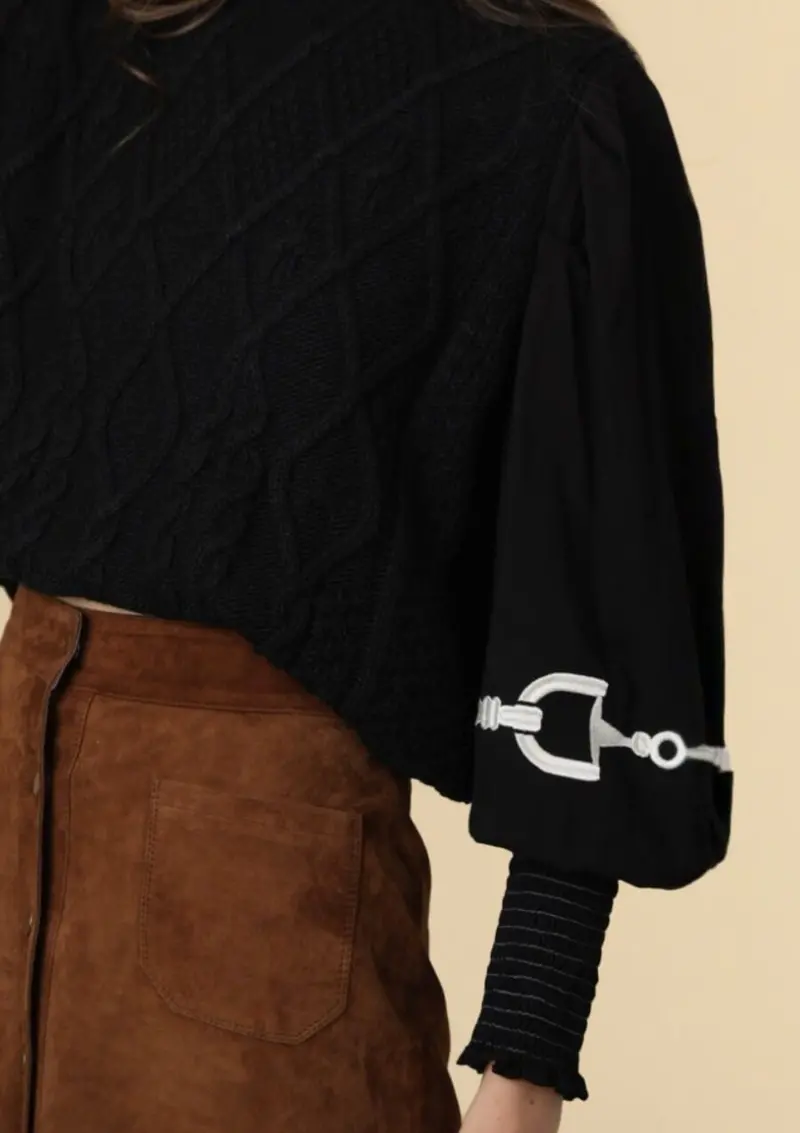 Ellie Cable Knit Sweater | Embroidered 2