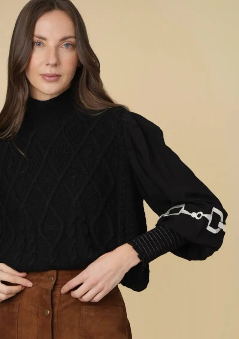 Ellie Cable Knit Sweater | Embroidered 3