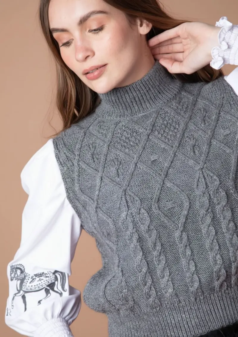 Ellie Cable Knit Sweater | Embroidered 5