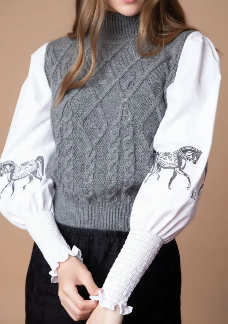 Ellie Cable Knit Sweater | Embroidered 6