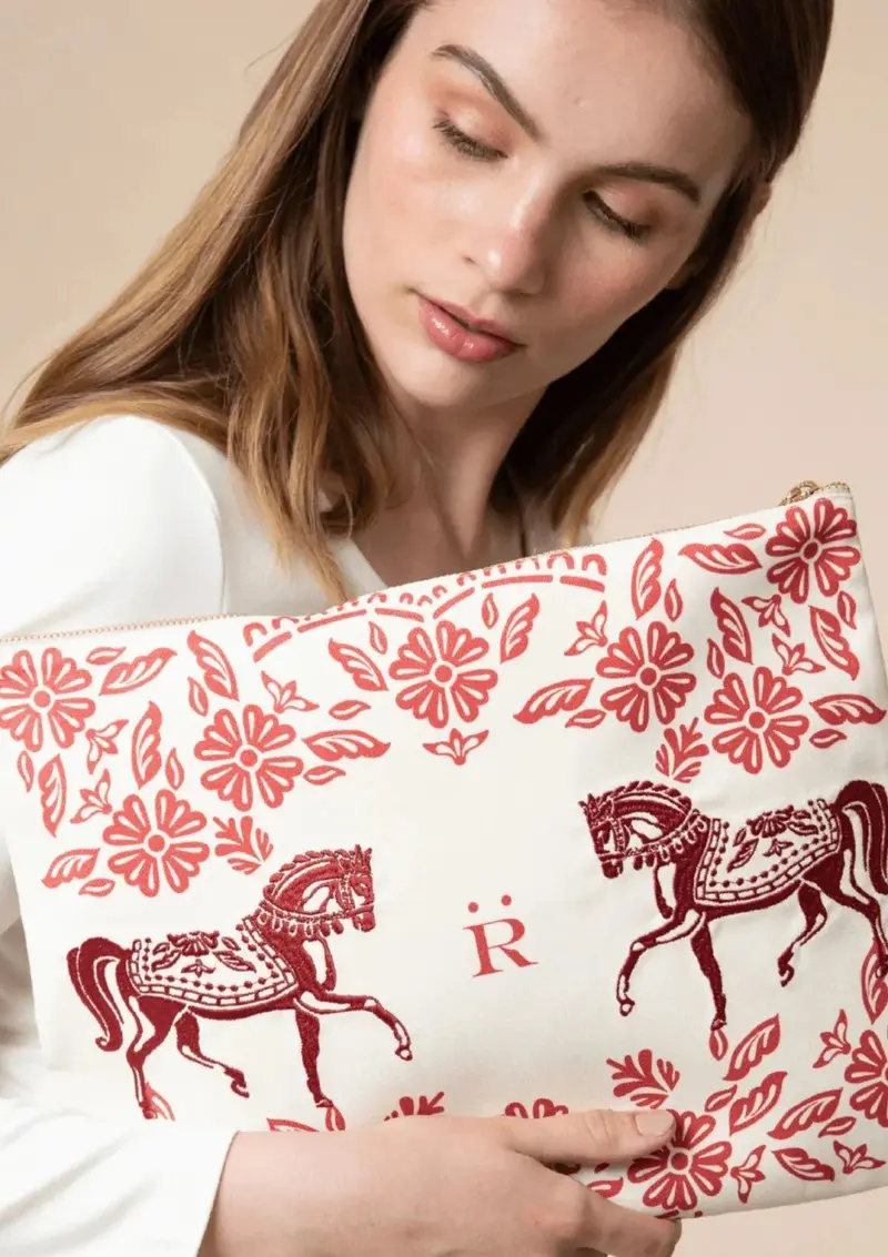 Embroidered Pouch | Flower Horses 1