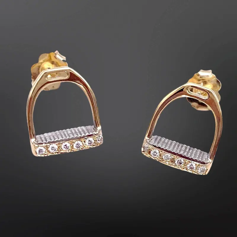 English Equestrian Stirrup Iron Sterling Silver Earrings 2