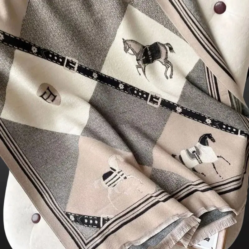 Equestrian Diamond Pattern Viscose Winter Scarf 1