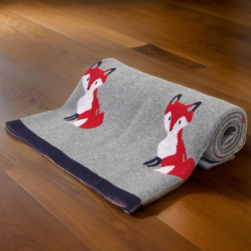 Equestrian Fox Cotton Baby Blanket 1
