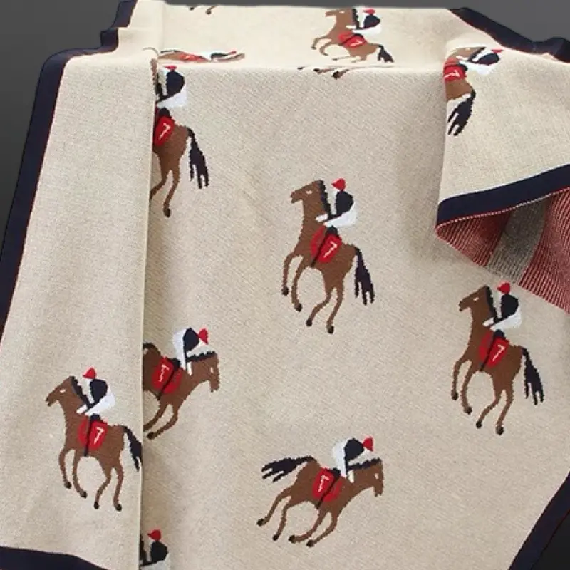 Equestrian Horse Racing Derby Jockey Cotton Baby Blanket 1