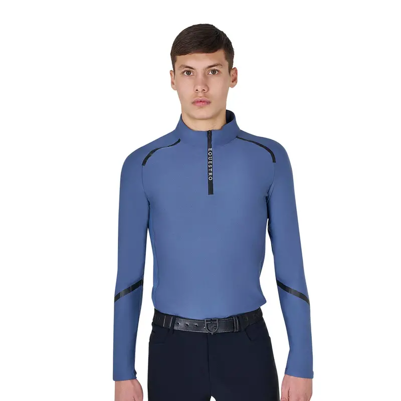 Equestro Men's Slim Fit Long Sleeve Technical Training Shirt 1