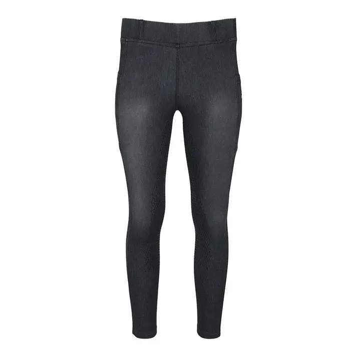 Equine Couture Ladies Denim Fs Silicon Tights With Phone Pocket 1