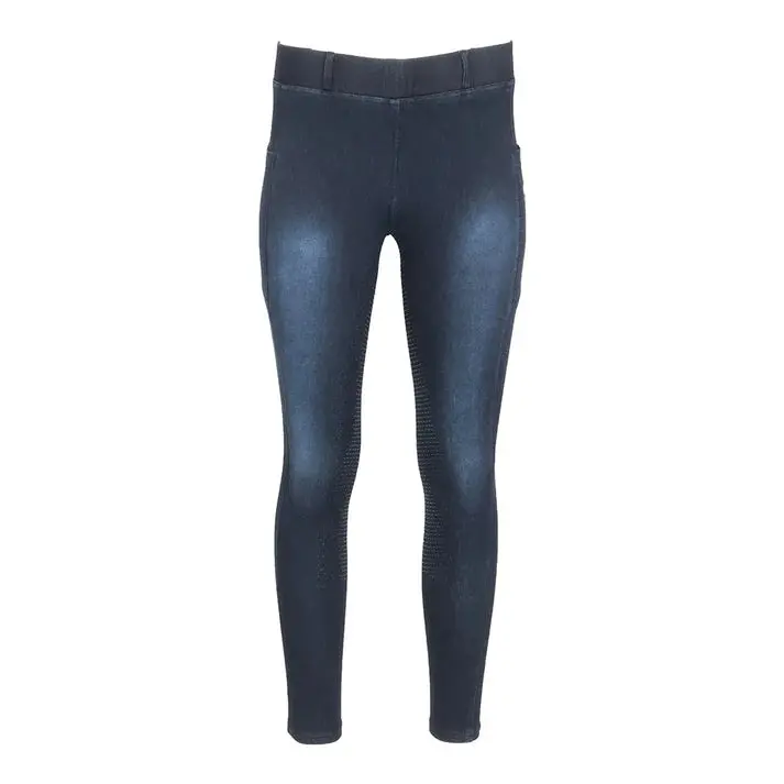 Equine Couture Women’s Denim Full-Seat Riding Tights with Integrated Phone Pocket