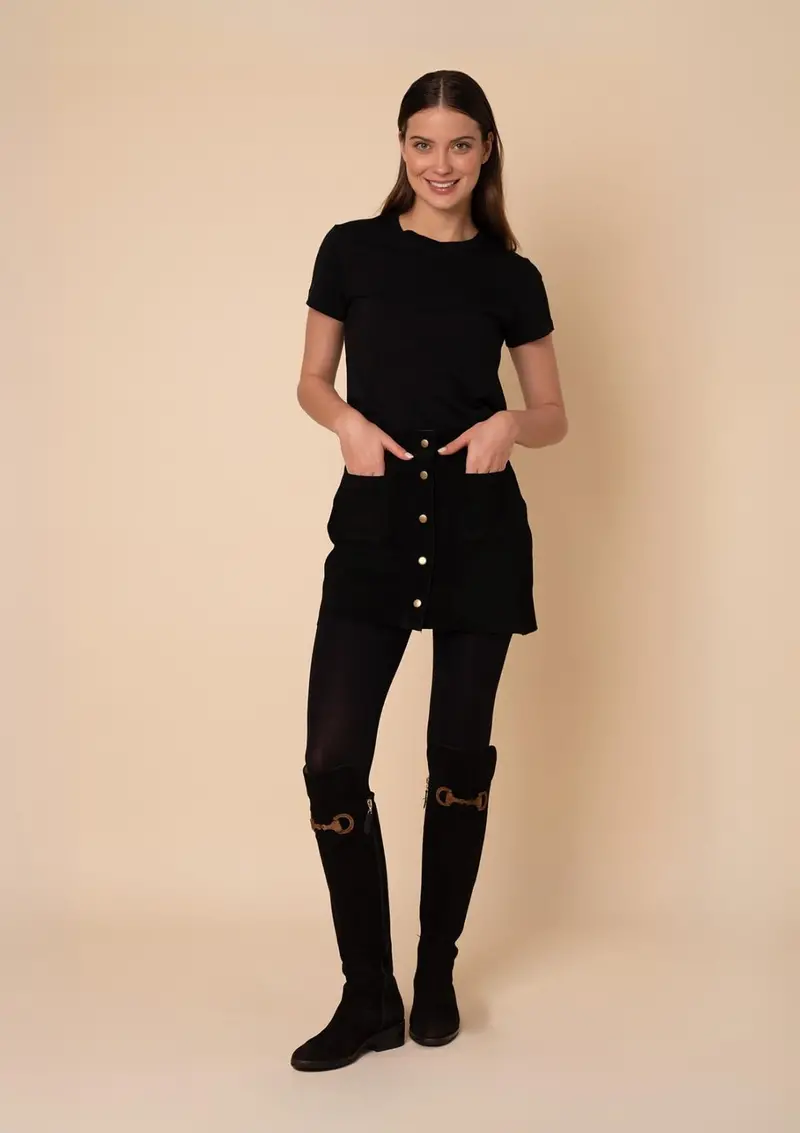 Estancia Suede Leather Skirt | Black (Pre-Order) 1