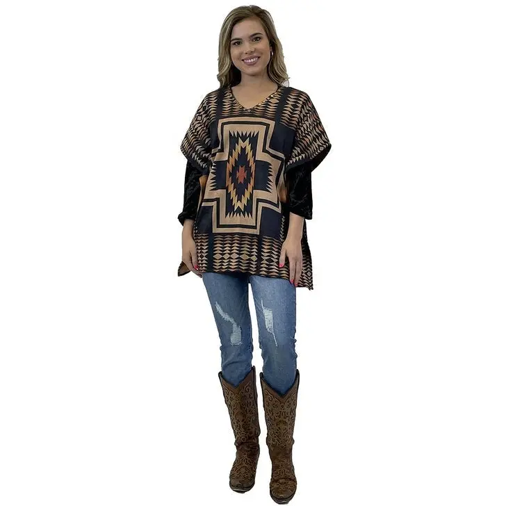 Fashion Express Aztec Cross Poncho 1