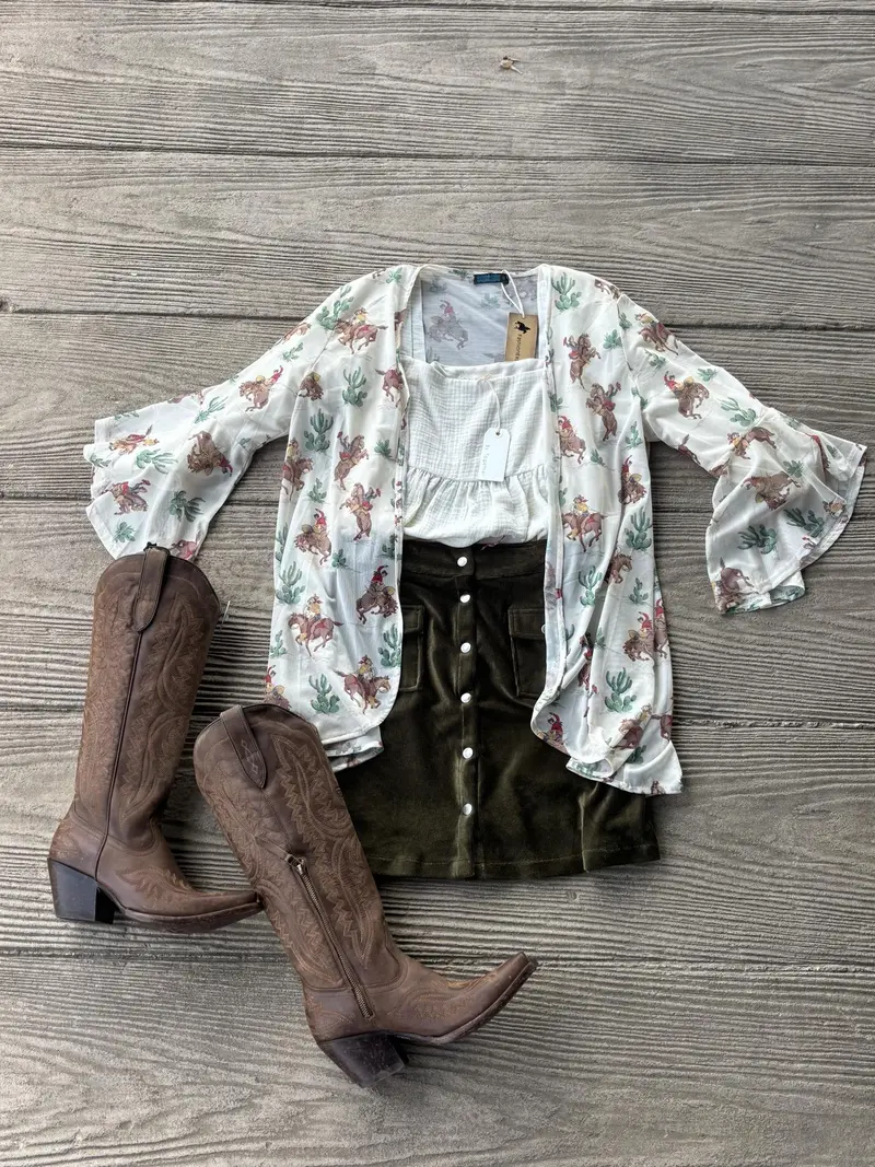 Fashion Express Women's Western Scenes Kimono 1
