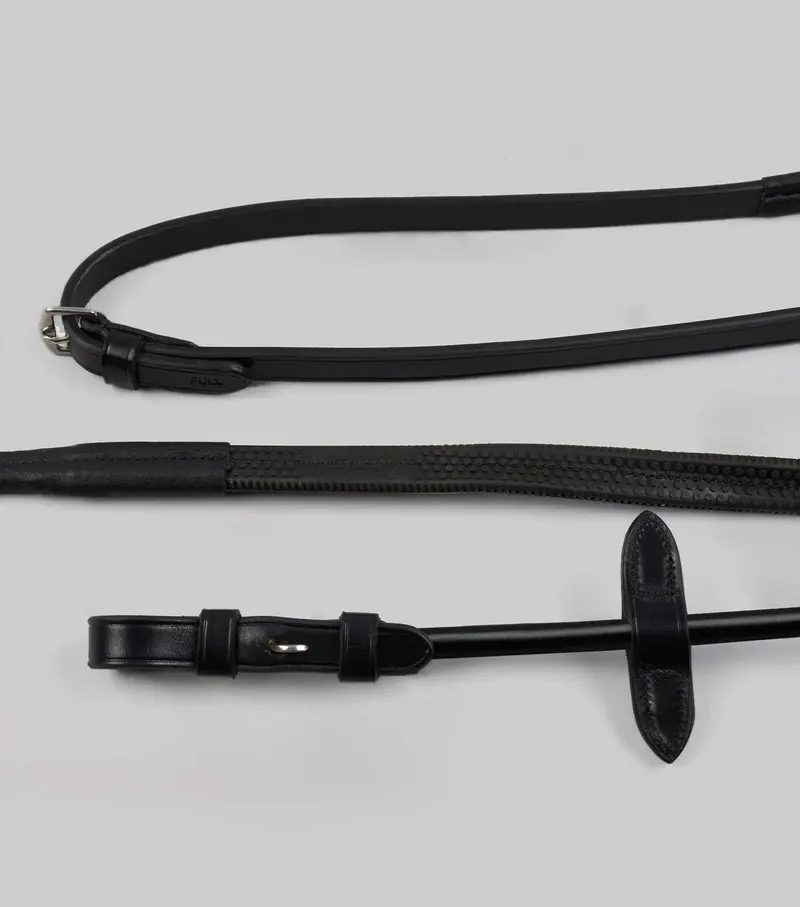 Finetti Rolled Leather Reins Black 1