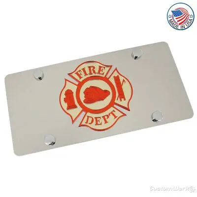 Fire Department Stainless Steel License Plate (Chrome) 1