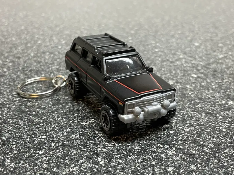 Fits Jeep Wagoneer 4X4 Off Road Black Keychain Diecast Car Matchbox Hot Wheels 1