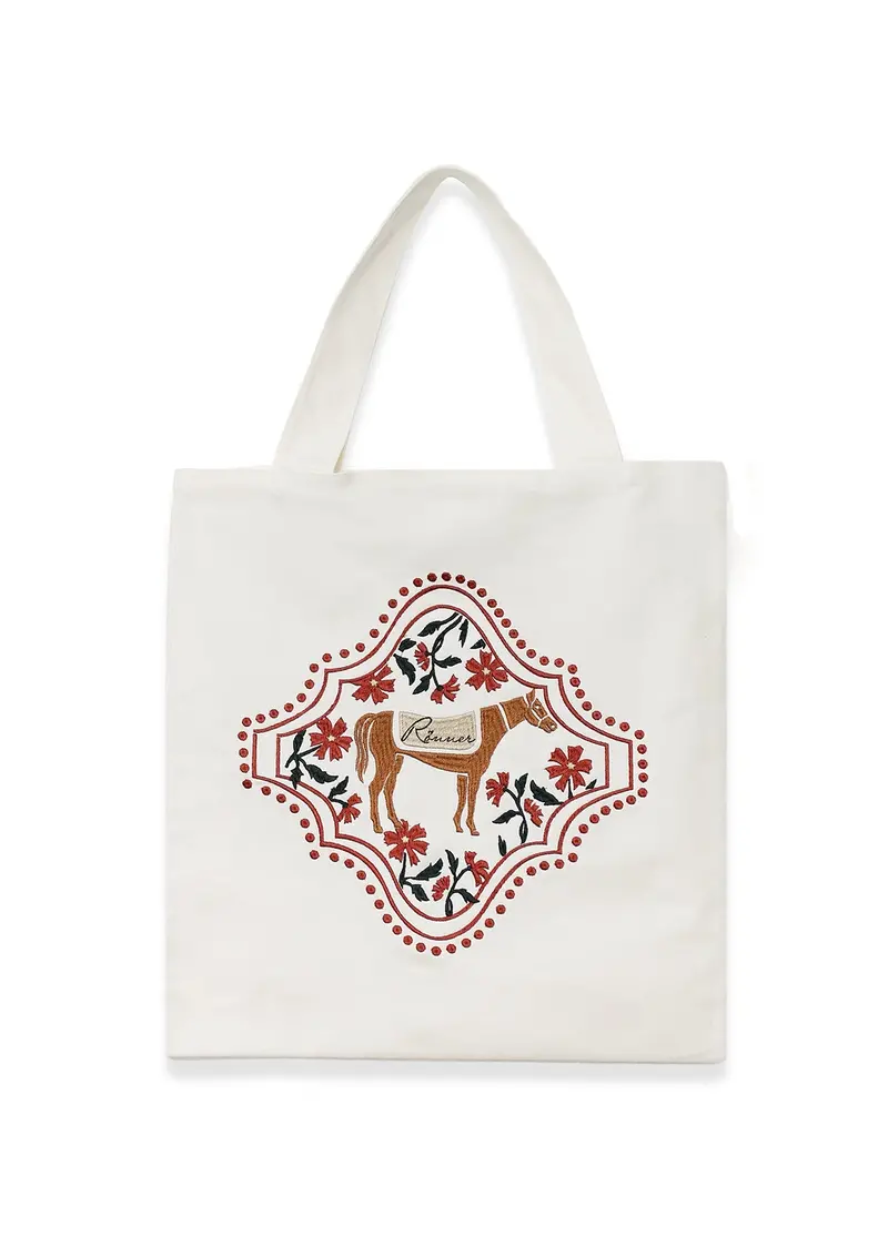 Floral Horses Cotton Tote | Terracotta 2