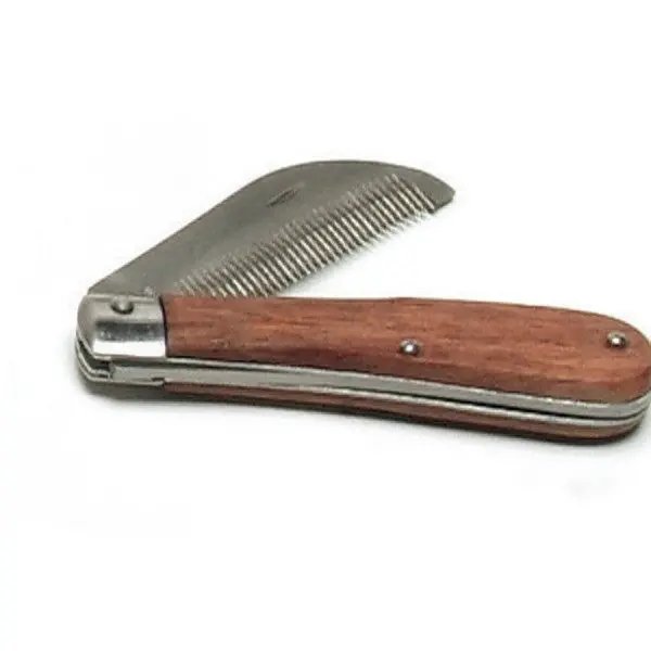 Folding Stripping Comb With Wooden Handle 1