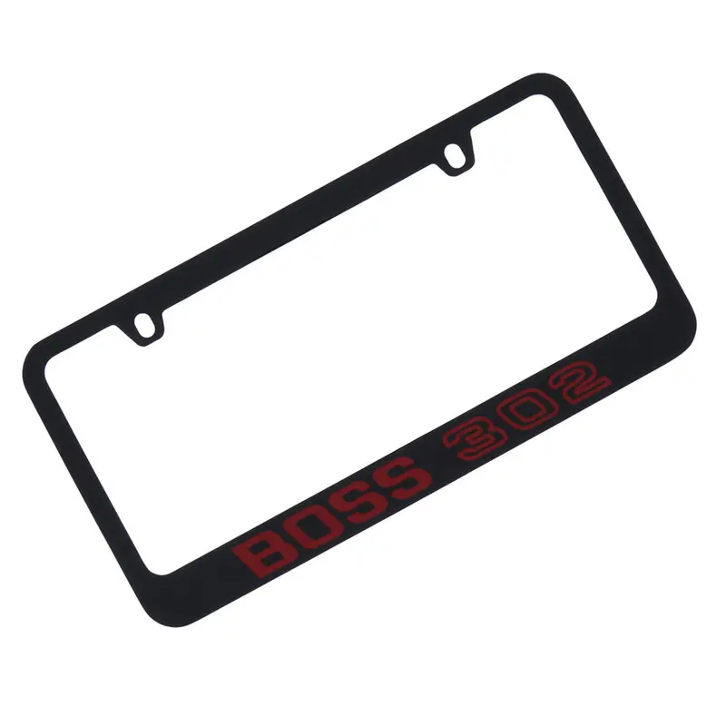 Ford Boss 302 License Plate Frame (Red On Black) 1