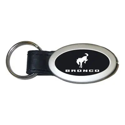 Ford Bronco 2020 Oval Leather Key Chain (Black) 1
