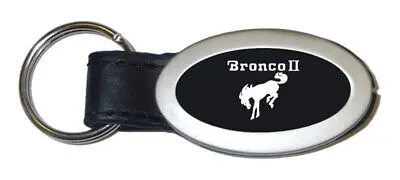 Ford Bronco Ii Oval Leather Key Chain (Black) 1