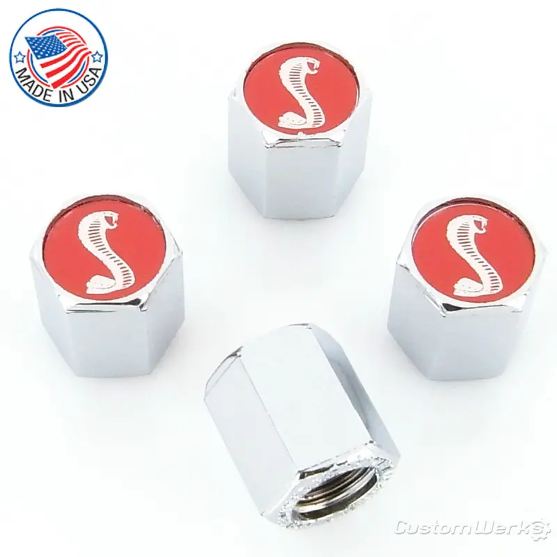 Ford Cobra Coiled Snake Logo Tire Stem Valve Caps 1