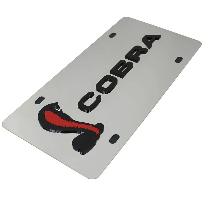 Ford Cobra Dual Logo License Plate (Chrome) 2