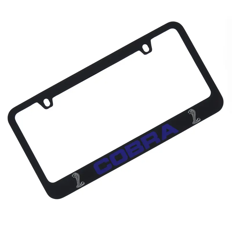 Ford Cobra Logo License Plate Frame (Blue On Black) 1