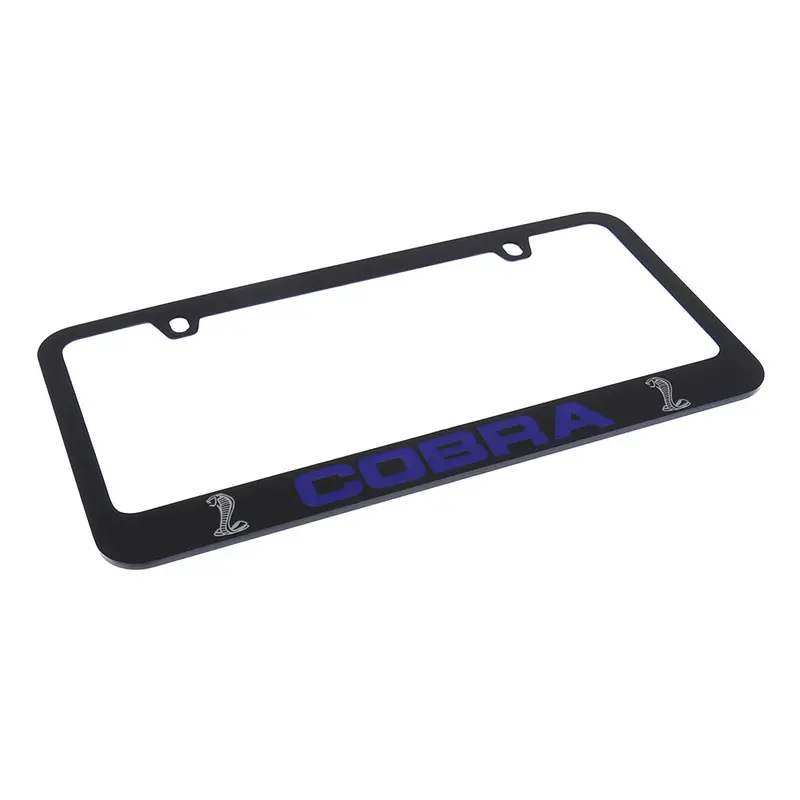 Ford Cobra Logo License Plate Frame (Blue On Black) 2