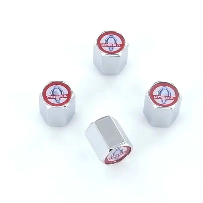 Ford Cobra Old Style Color Logo Tire Stem Valve Caps (Chrome) 1