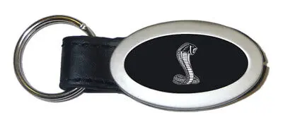 Ford Cobra Oval Leather Key Chain (Black) 1