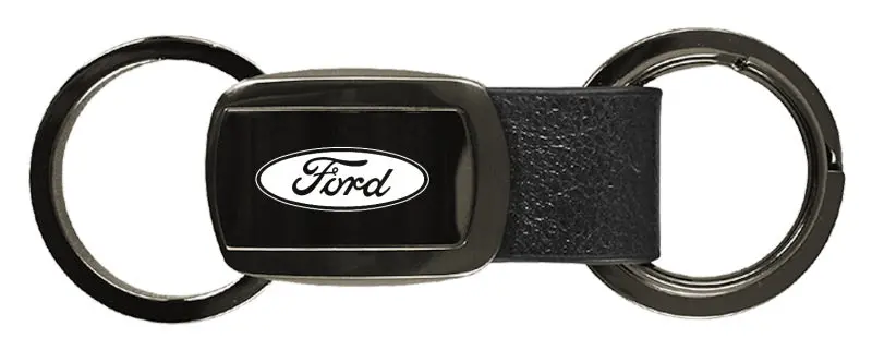 Ford Double Valet Leather Key Fob (Gun Metal) 1