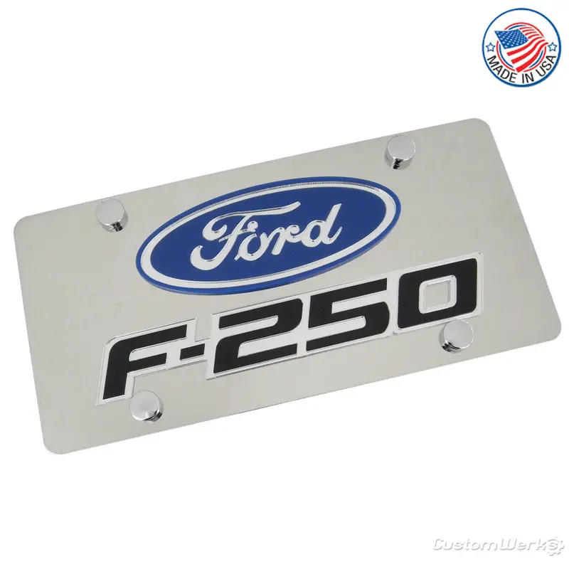 Ford Dual Logo F250 License Plate (Chrome) 1