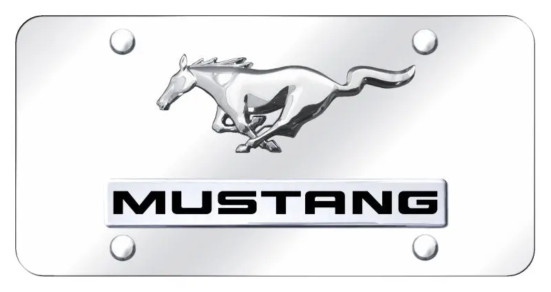 Ford Dual Logo Mustang License Plate (Chrome) 1