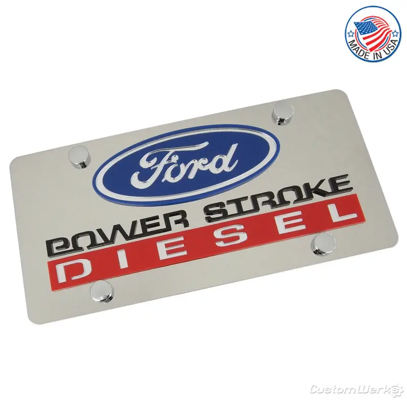 Ford Dual Logo Power Stroke Diesel License Plate (Chrome) 1