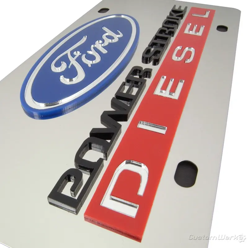 Ford Dual Logo Power Stroke Diesel License Plate (Chrome) 2