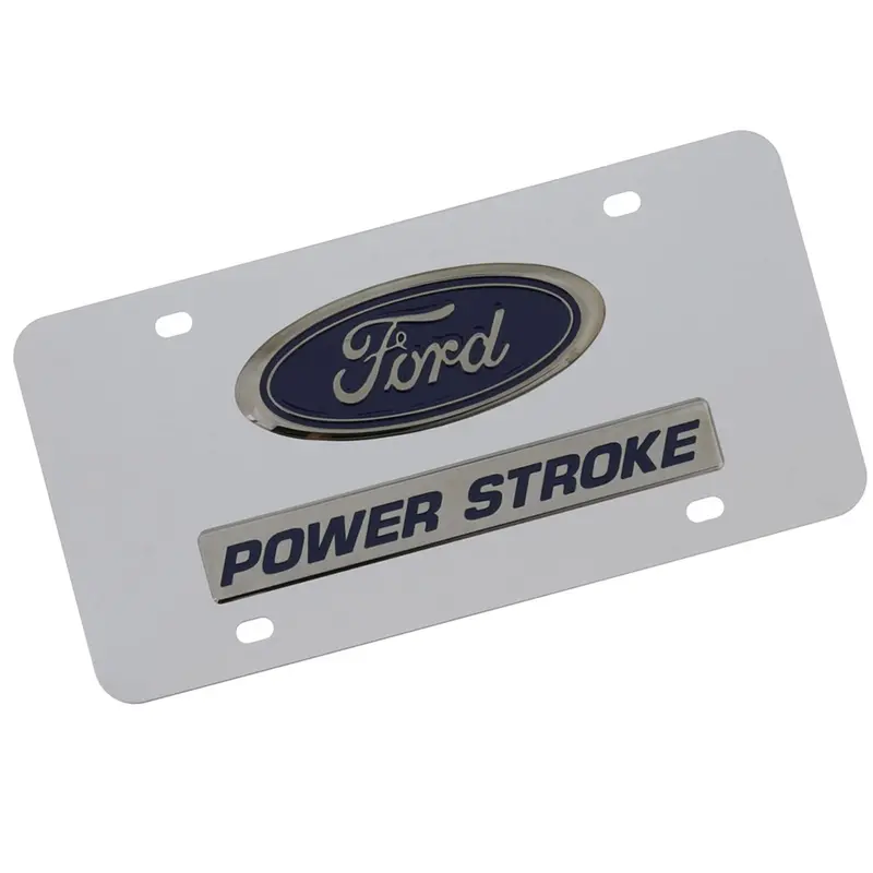 Ford Dual Logo Powerstroke License Plate (Chrome) 1