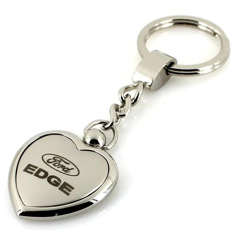 Ford Edge Heart Shape Chain Keychain (Chrome) 2