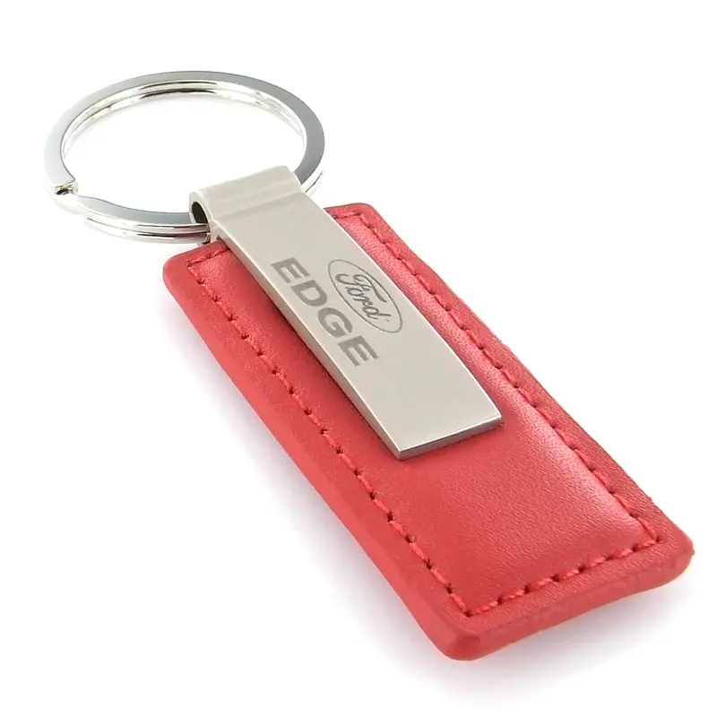 Ford Edge Rectangular Leather Key Chain (Red) 2